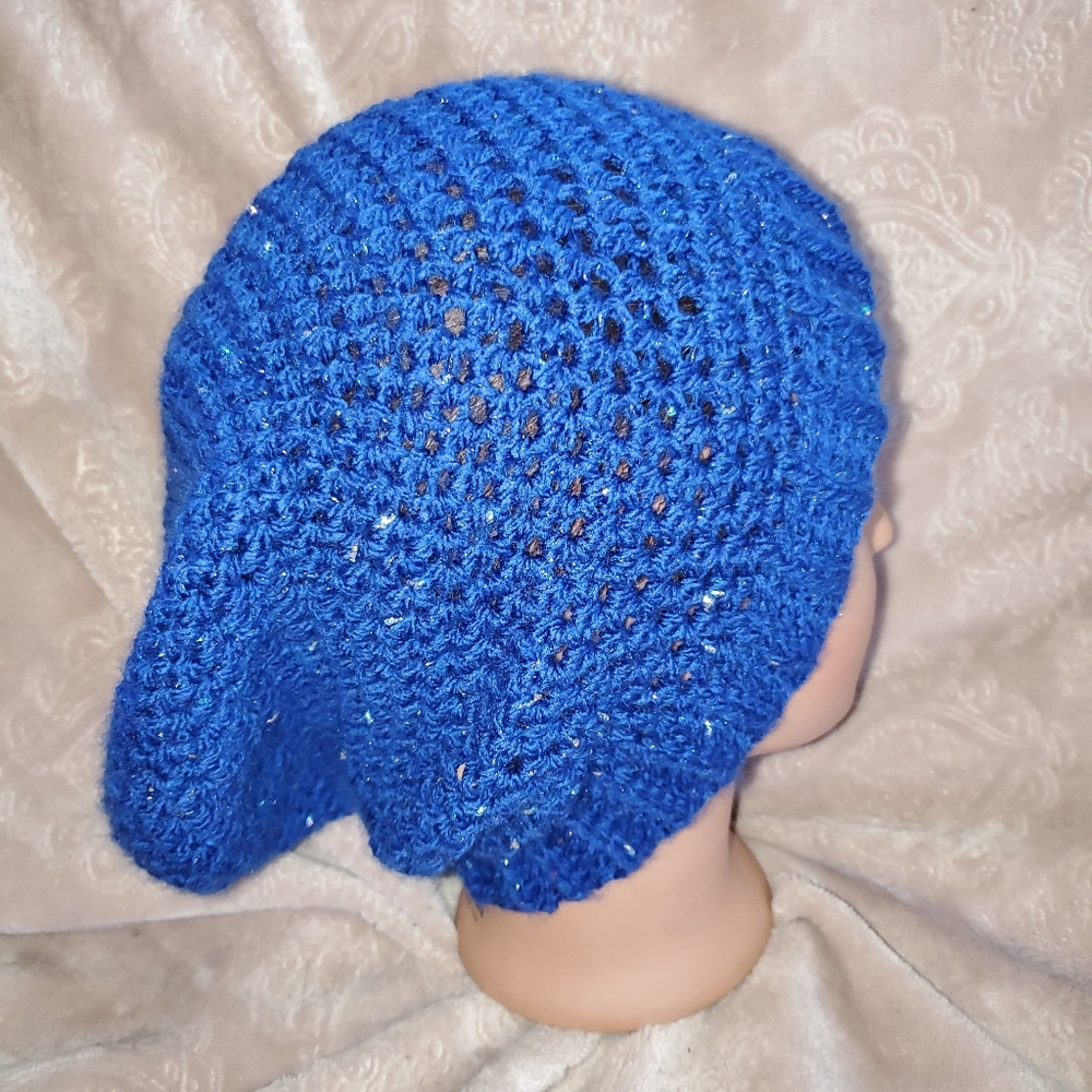Crocheted adult slouchy beanie hat